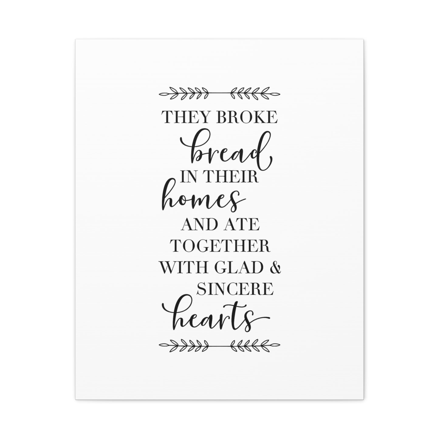 Together with Glad & Sincere Acts 2:46 Christian Wall Art Bible Verse Print Ready to Hang