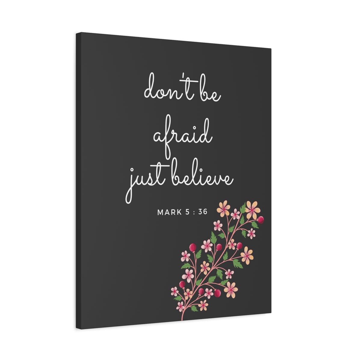Scripture Canvas Just Believe Mark 5:36 Christian Wall Art Bible Verse Print Ready to Hang