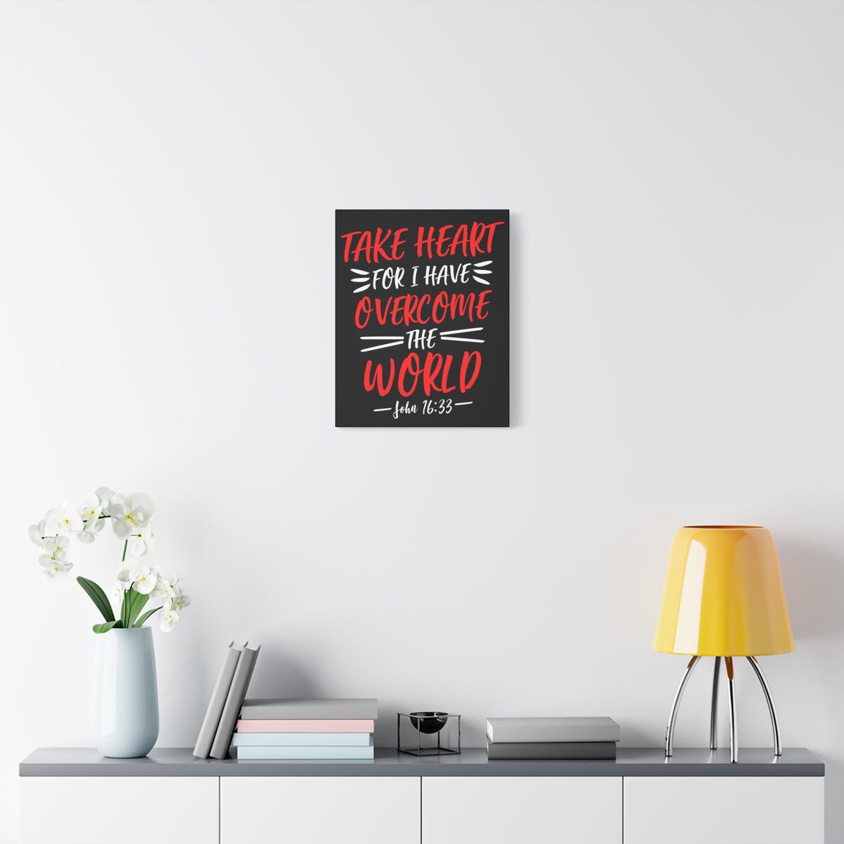 Scripture Canvas Overcome The World John 16:33 Christian Wall Art Bible Verse Print Ready to Hang