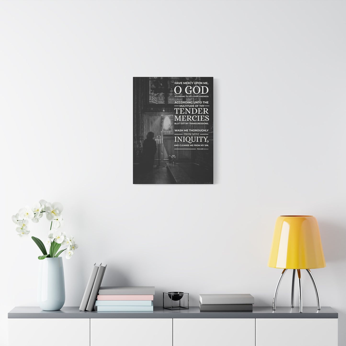 Scripture Canvas Have Mercy Psalms 51:1-2 Christian Wall Art Bible Verse Print Ready to Hang