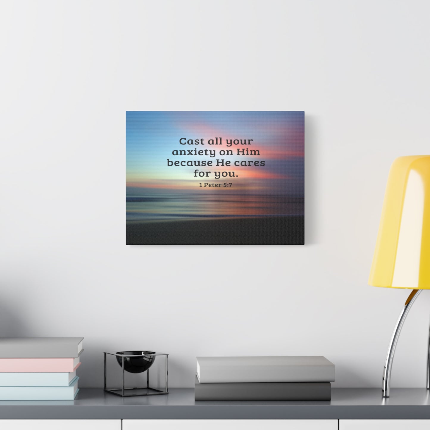 Scripture Walls He Cares For You 1 Peter 5:7 Bible Verse Canvas Christian Wall Art Ready to Hang
