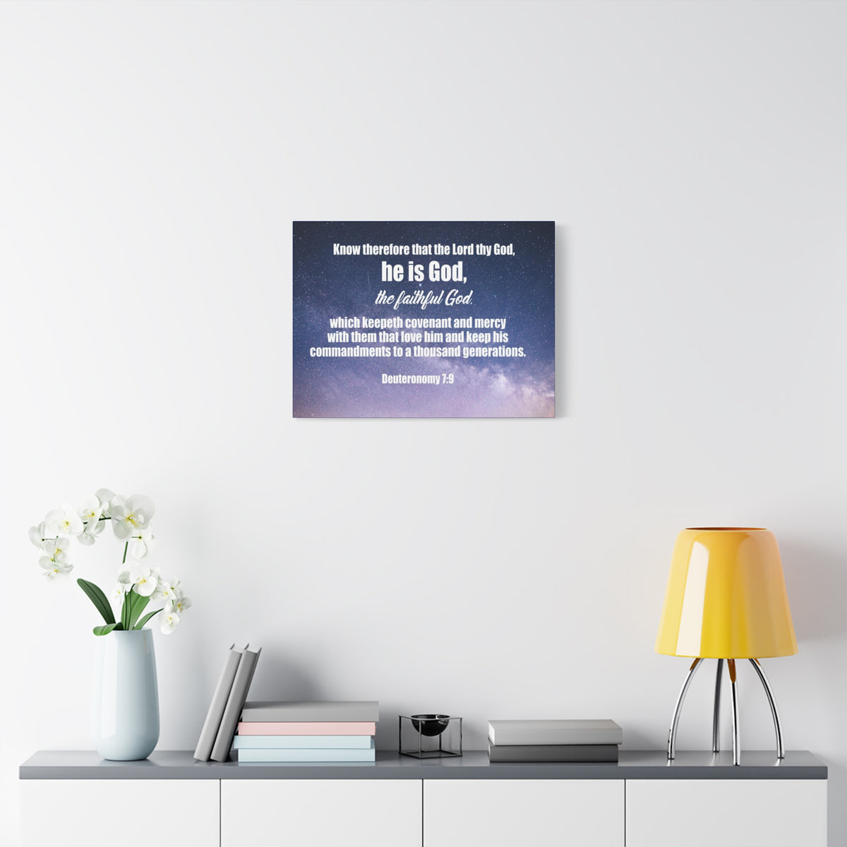 Scripture Canvas The Faithful God Deuteronomy 7:9 Christian Wall Art Bible Verse Print Ready to Hang