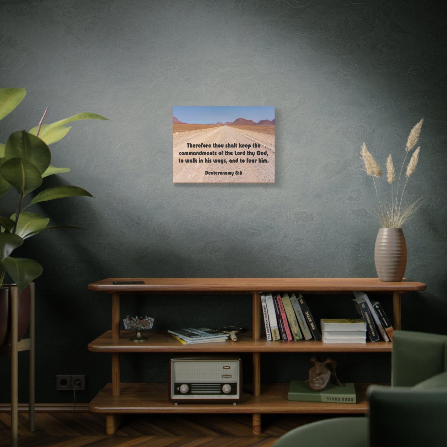 Bible Verse Canvas The Commandments of The Lord Thy God Deuteronomy 8:6 Christian Home Décor Wall Art Scripture Ready to Hang Faith Print