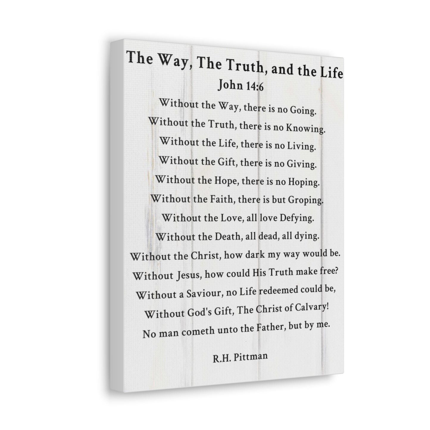 Way Truth Life John 14:6 White Bible Verse Canvas Christian Wall Art Ready to Hang Unframed