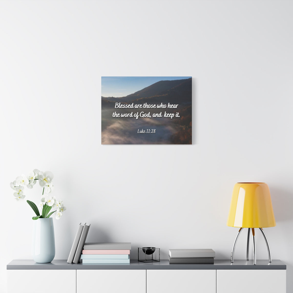 Scripture Canvas Blessed Are They Luke 11:28 Christian Wall Art Bible Verse Print Ready to Hang