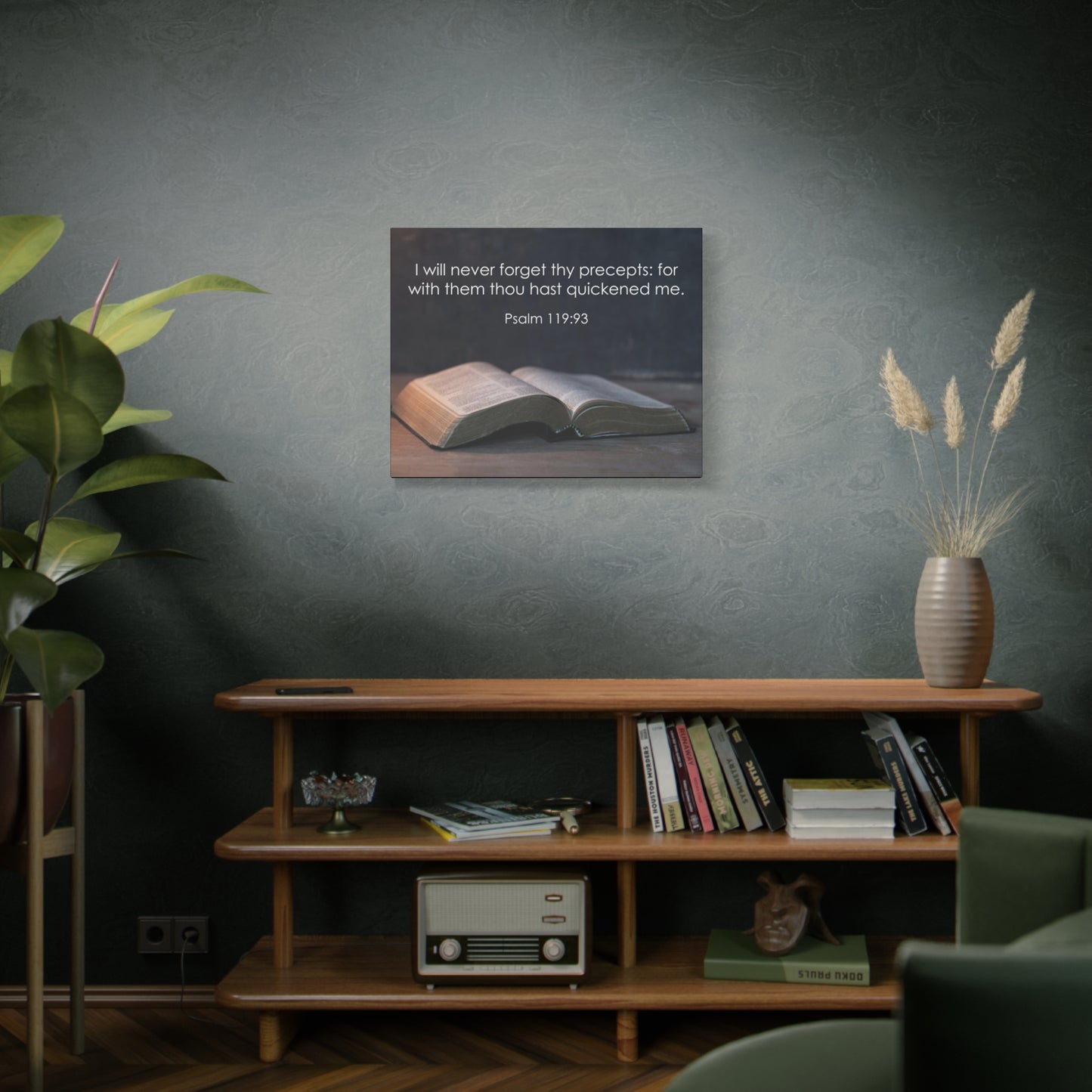 Bible Verse Canvas Never Forget Thy Precepts Psalm 119:93 Christian Home Décor Wall Art Scripture Ready to Hang Faith Print