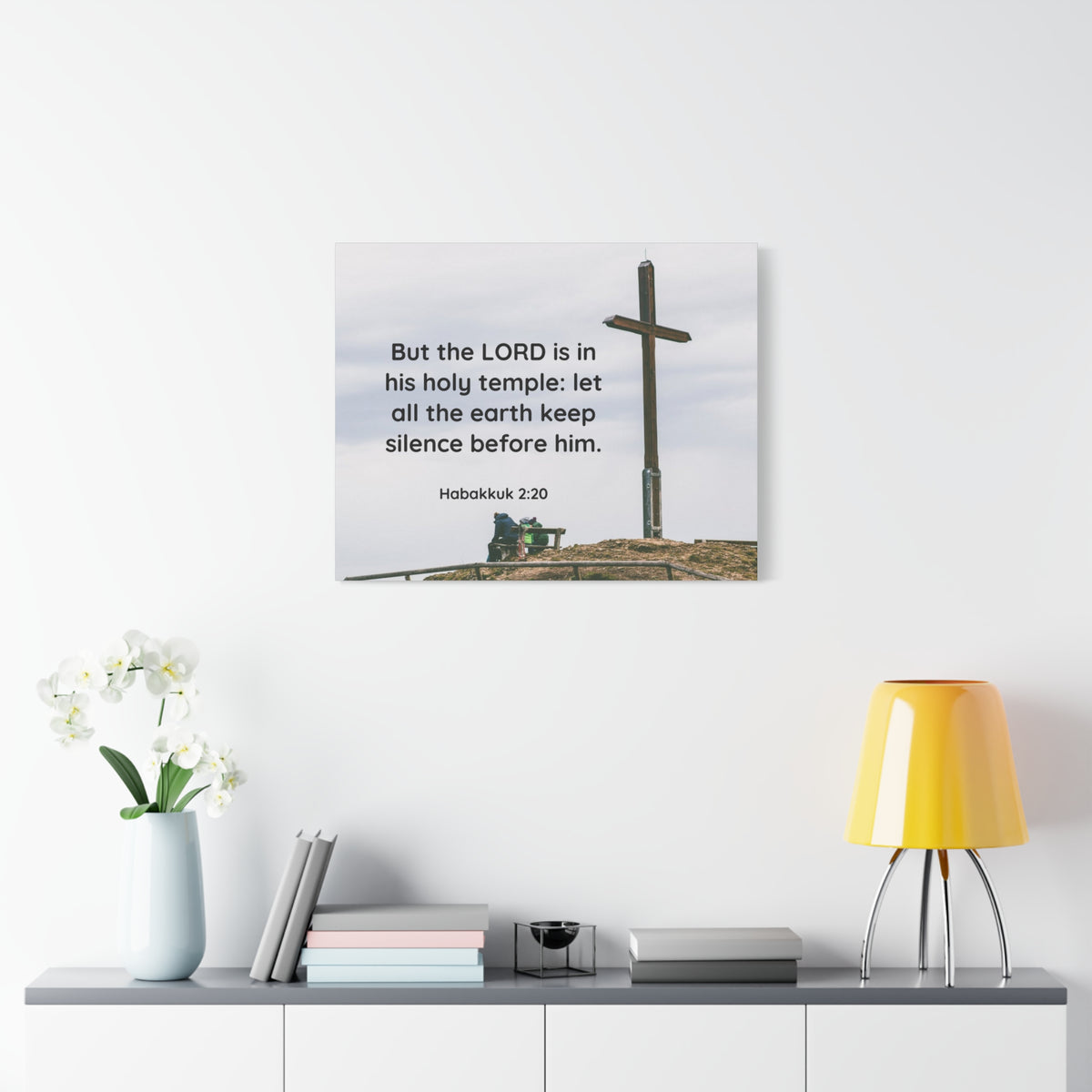 Scripture Canvas Holy Temple Habakkuk 2:20 Christian Wall Art Bible Verse Print Ready to Hang