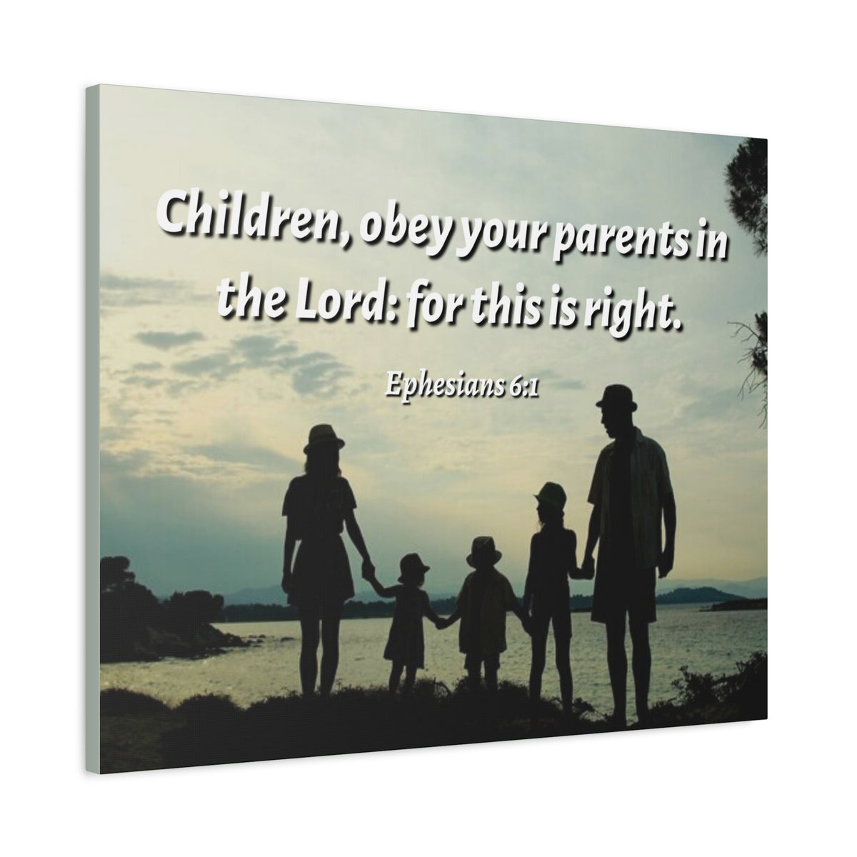Scripture Canvas Obey Your Parents Ephesians 6:1 Christian Wall Art Bible Verse Print Ready to Hang