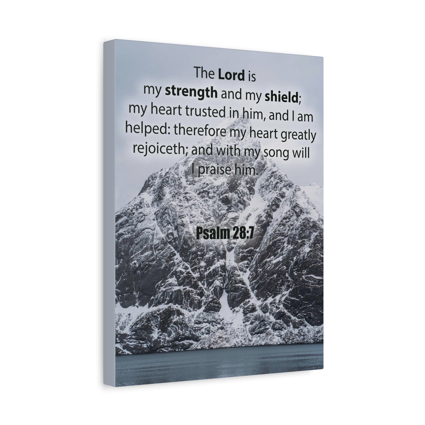 Bible Verse CanvasThe Lord is My Strength and Shield Psalm 28:7 Christian Home Decor Scripture Art