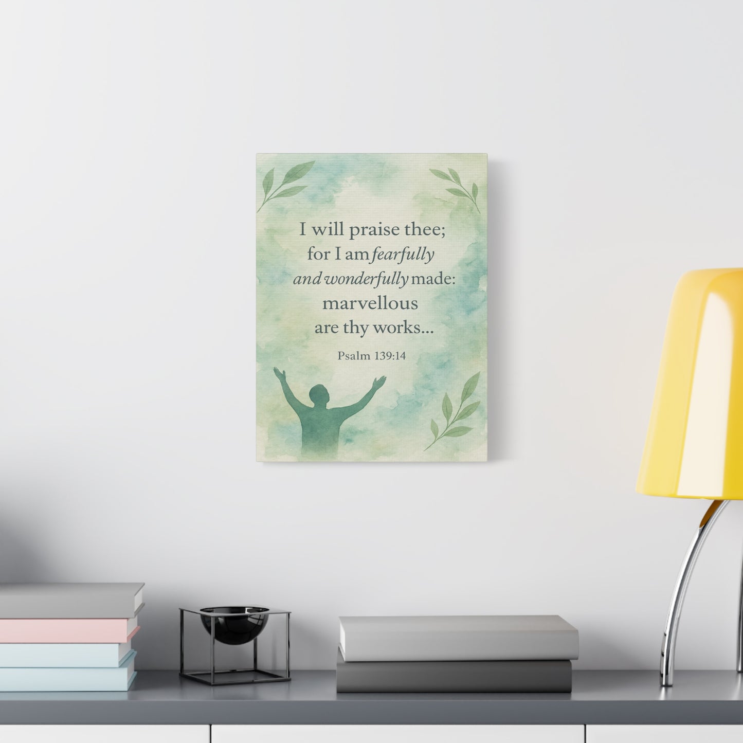 Bible Verse Canvas Psalm 139:14 Christian Home Décor Wall Art Scripture Ready to Hang Faith Print