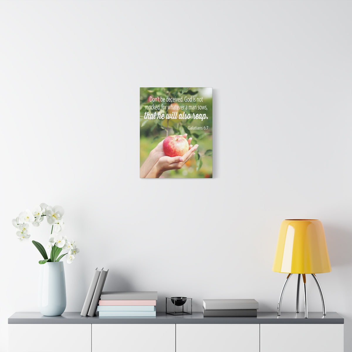 Scripture Canvas Man Reaps What He Sows Galatians 6:7 Christian Wall Art Bible Verse Print Ready to Hang