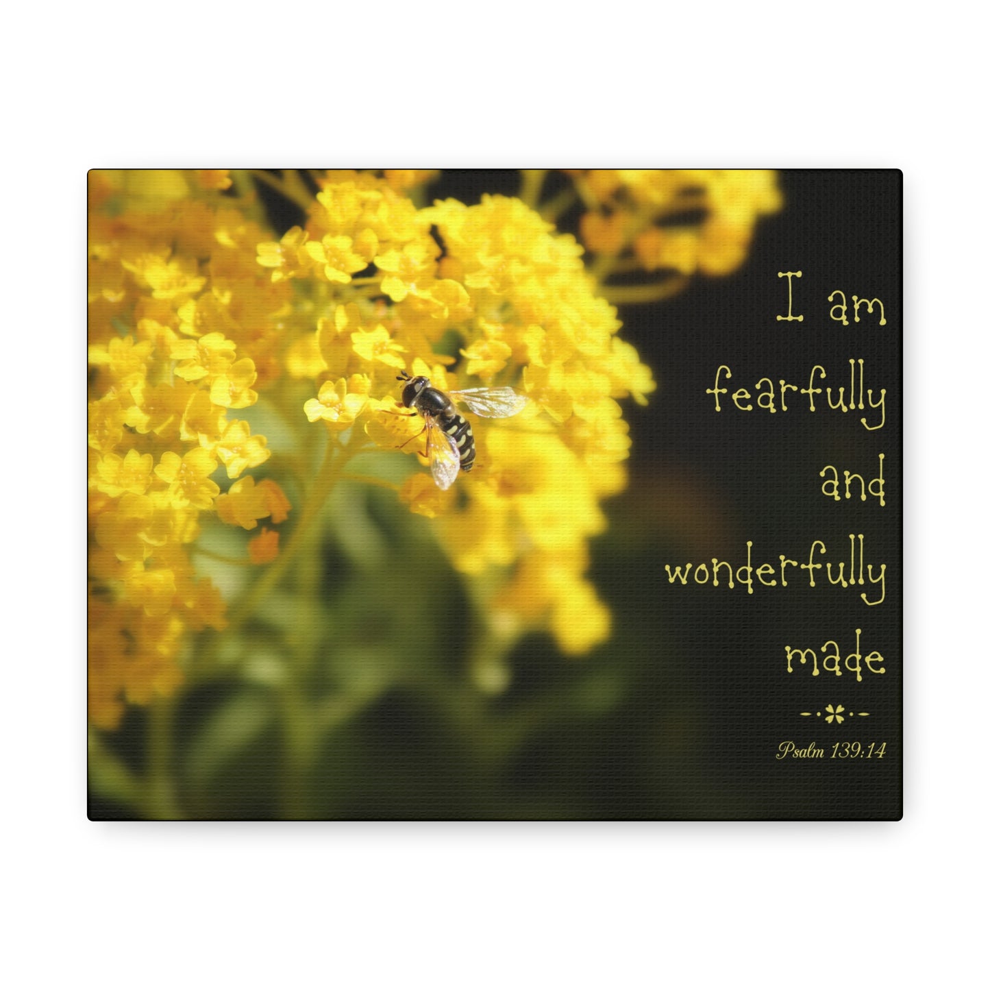 Wonderfully Made Psalm 139:14 Bee Bible Verse Canvas Christian Wall Art Ready to Hang