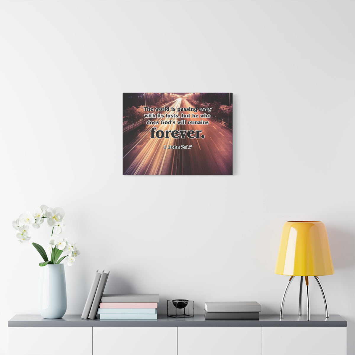 Scripture Canvas Forever 1 John 2:17 Christian Wall Art Bible Verse Print Ready to Hang