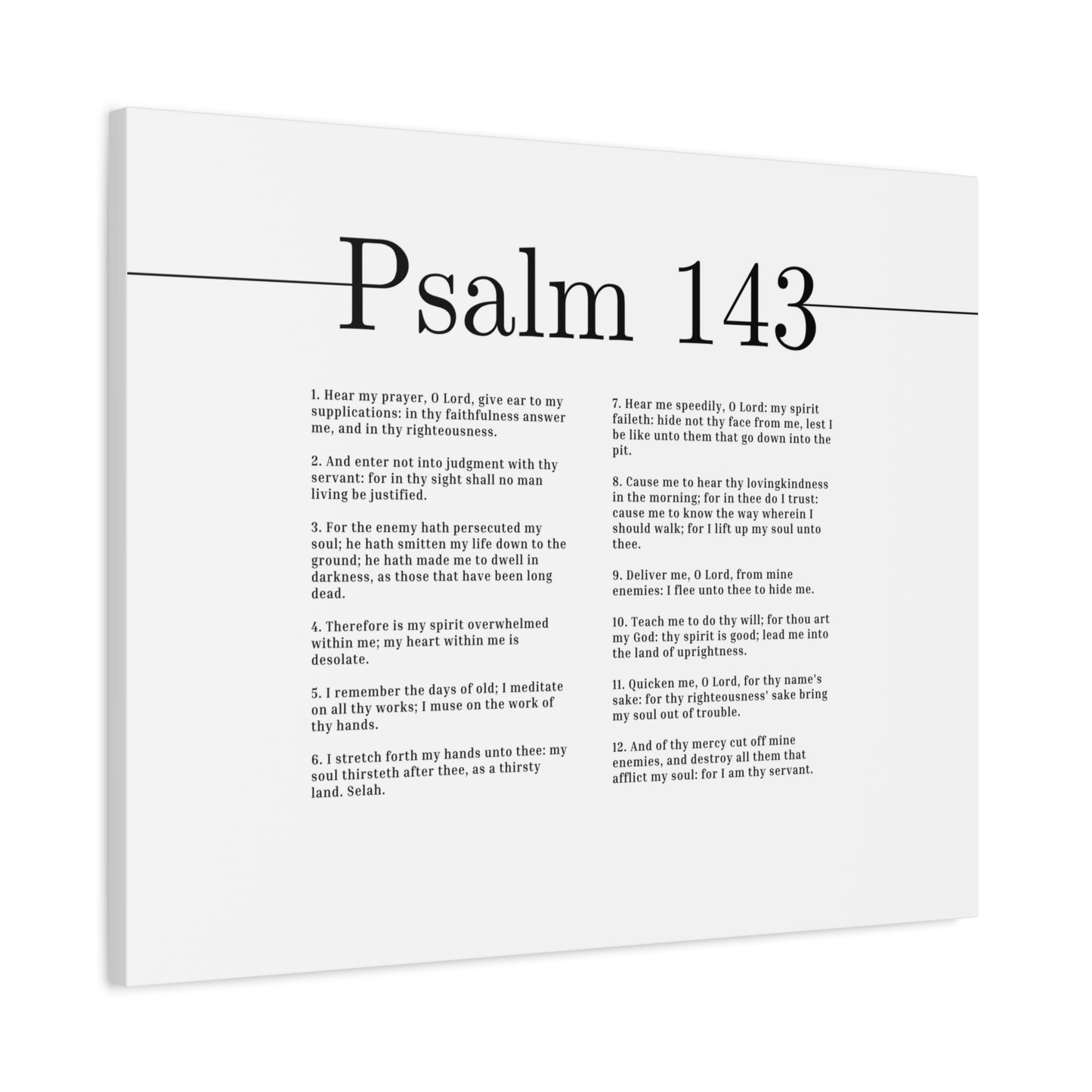 Scripture Canvas Hear My Prayer, O Lord Psalm 143 Christian Wall Art Bible Verse Print Ready to Hang