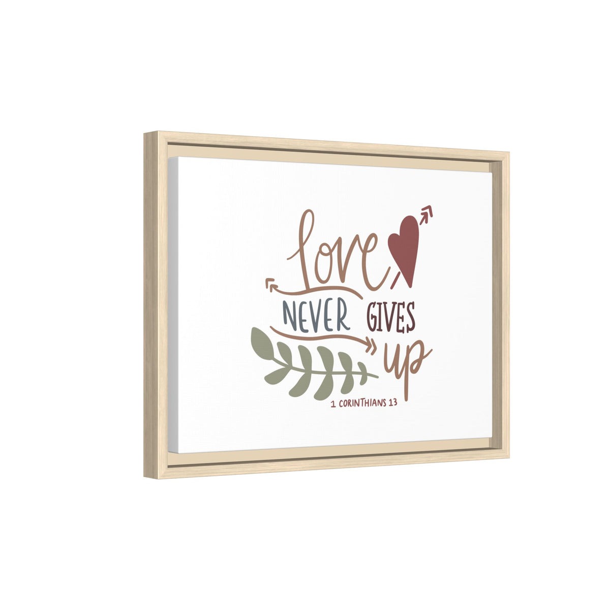Scripture Canvas Love Never Gives Up 1 Corinthians 13 Christian Wall Art Bible Verse Print Ready to Hang