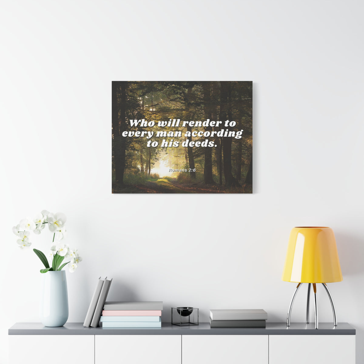Scripture Canvas Rendered By God Romans 2:6 Christian Wall Art Bible Verse Print Ready to Hang