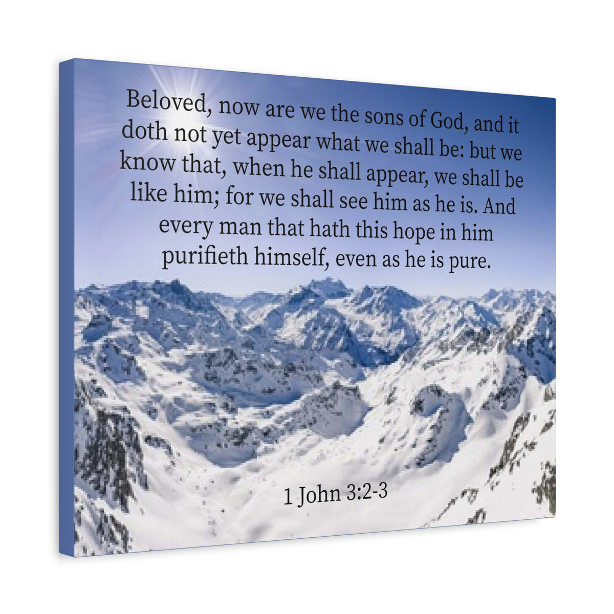Scripture Canvas Even As He is Pure 1 John 3:2-3 Christian Wall Art Bible Verse Print Ready to Hang