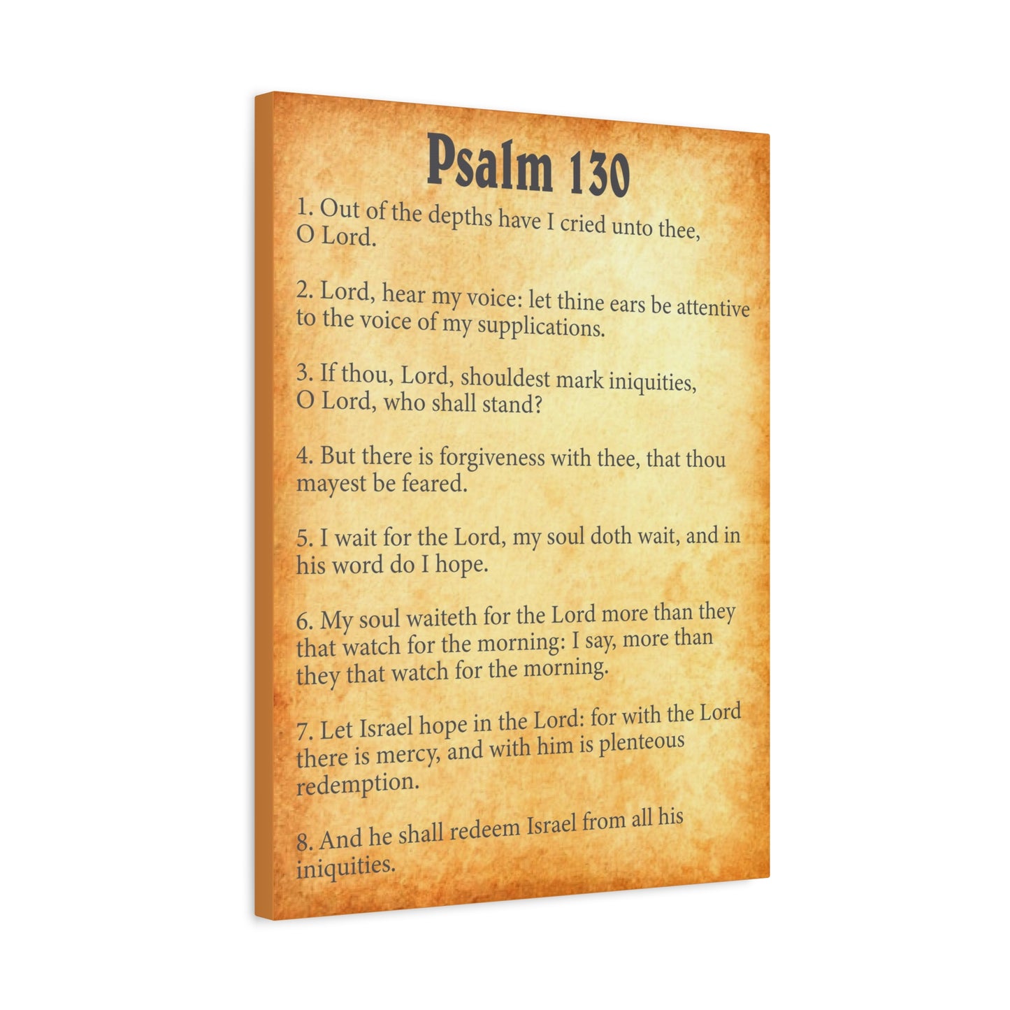Scripture Walls Psalm 130 Gold Bible Chapter Canvas Christian Wall Art Ready to Hang