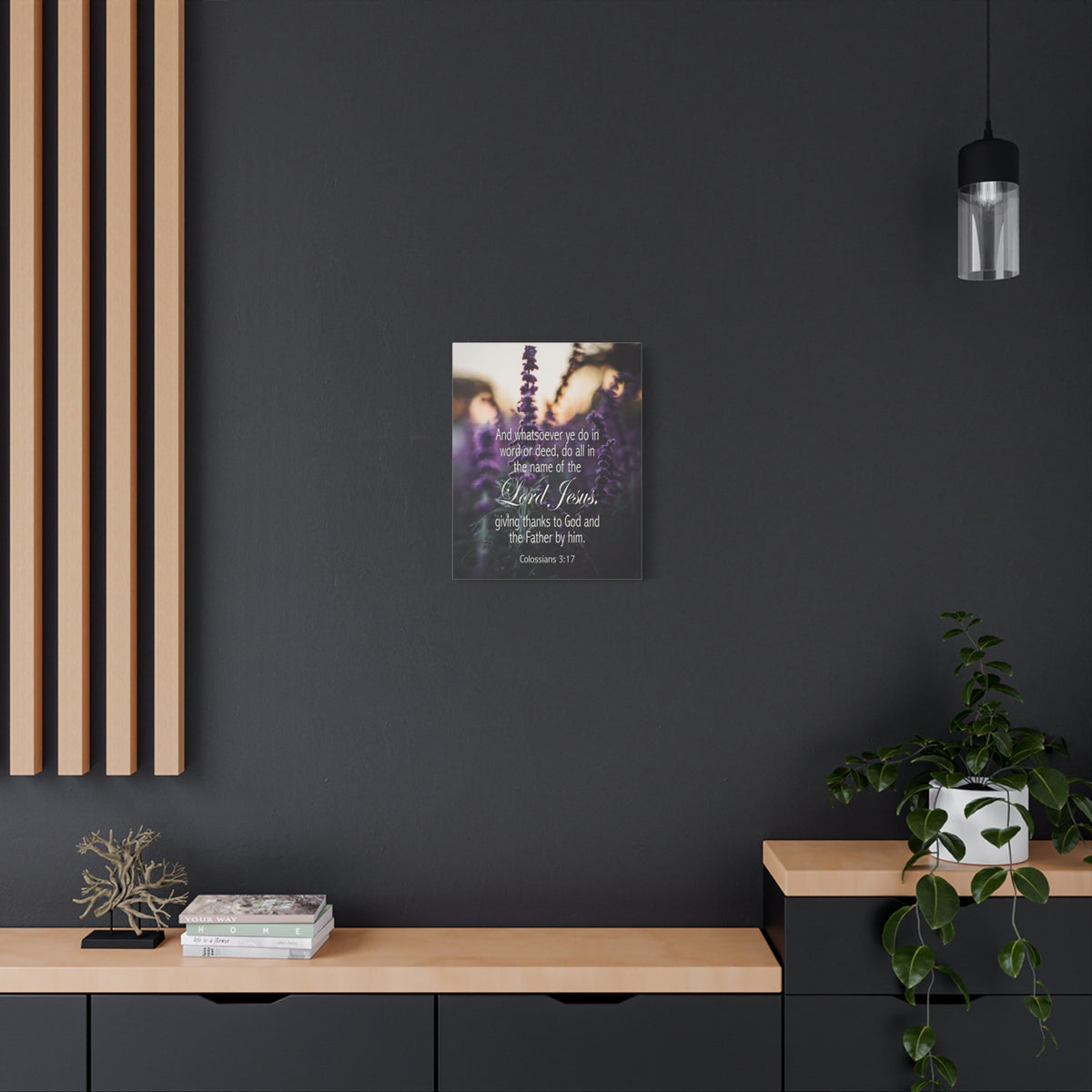 Scripture Canvas Giving Thanks to God Colossians 3:17 Christian Wall Art Bible Verse Print Ready to Hang