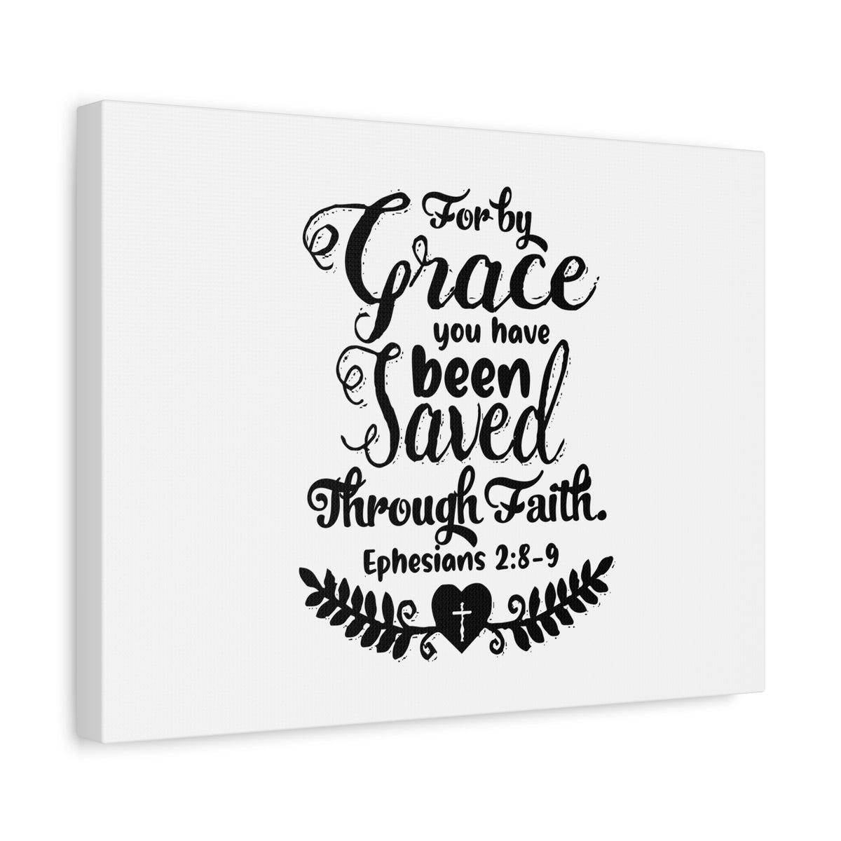 Scripture Canvas For By Grace Ephesians 2:8-9 Christian Wall Art Bible Verse Print Ready to Hang