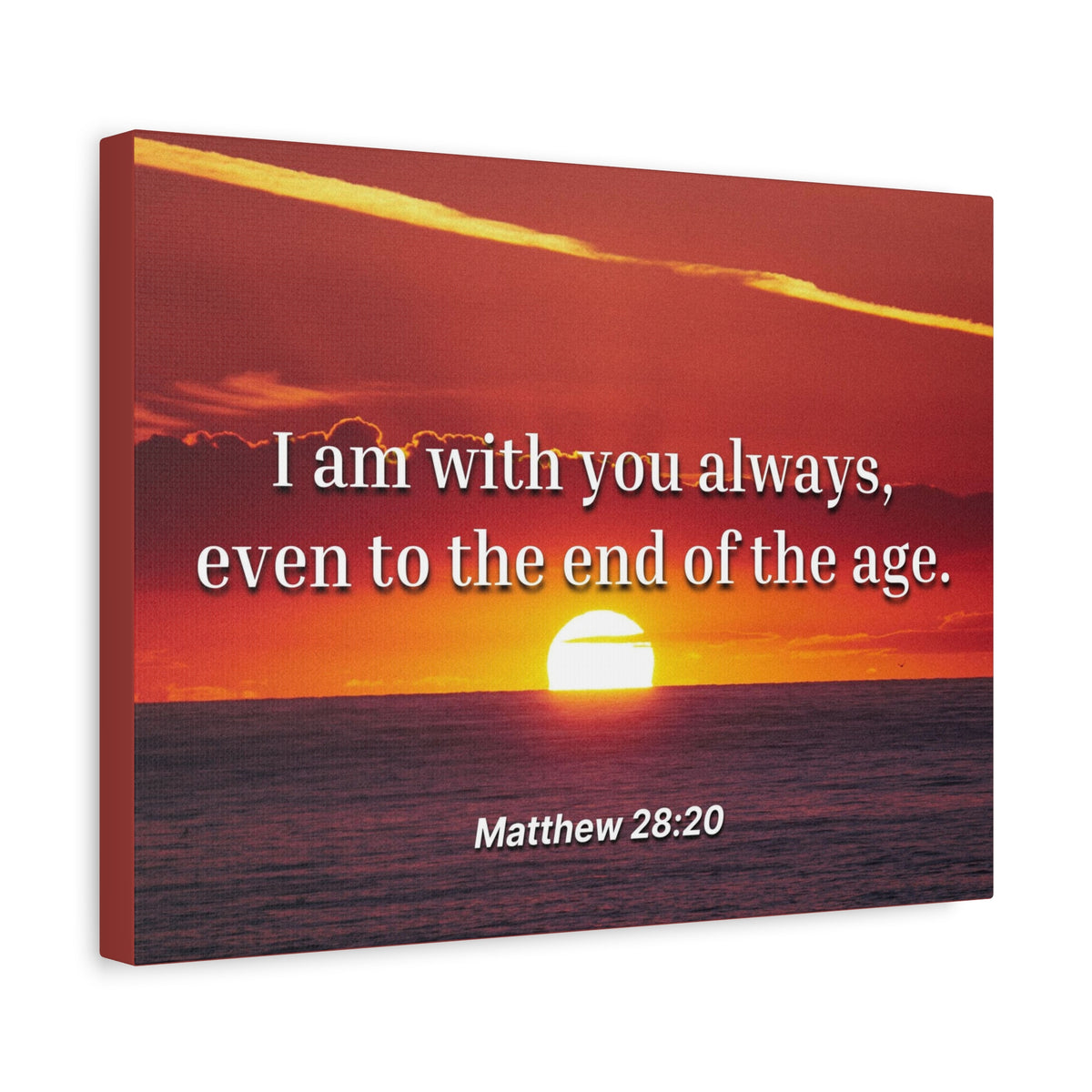 Scripture Canvas Unto The End Matthew 28:20 Christian Wall Art Bible Verse Print Ready to Hang