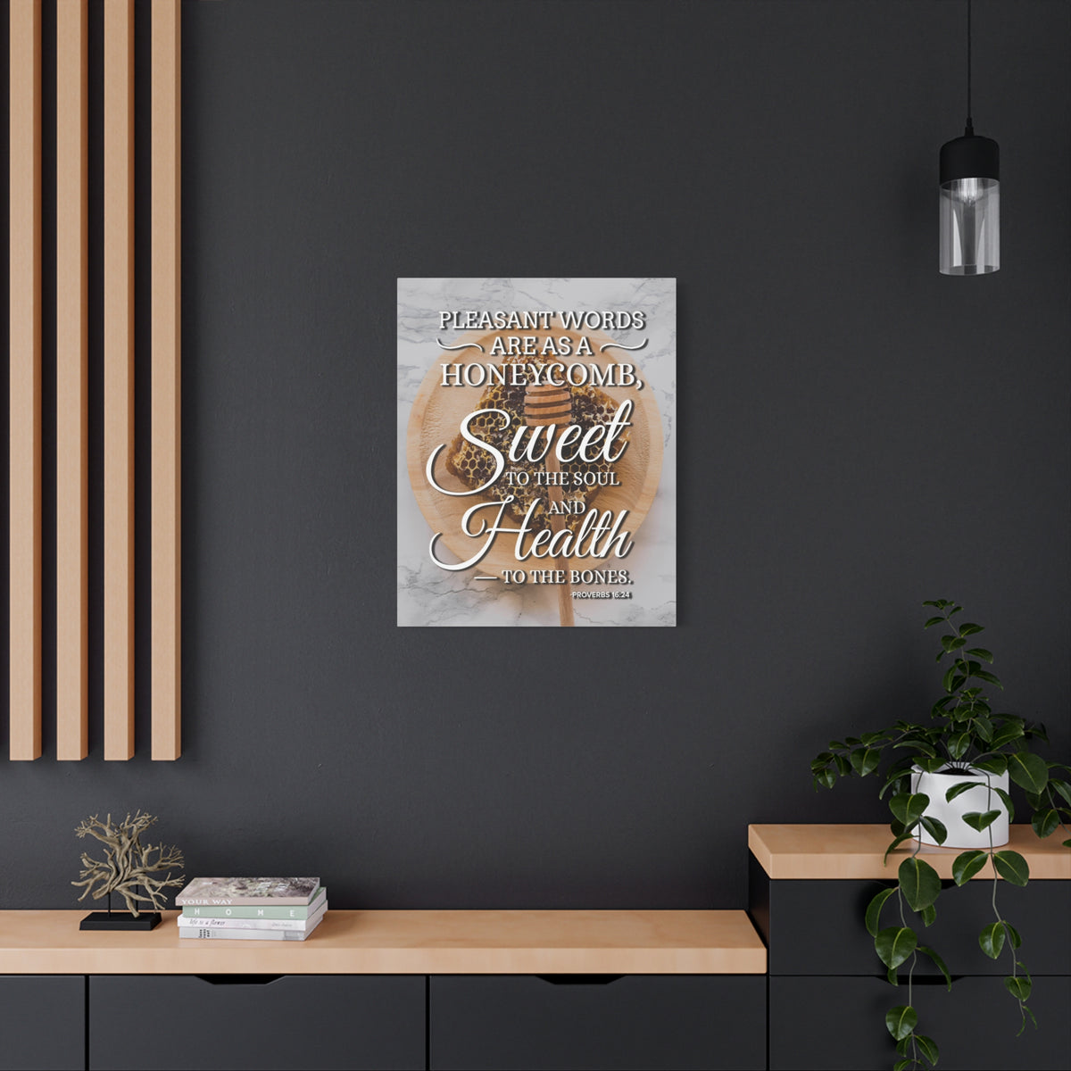 Scripture Canvas Pleasant Words Proverbs 16:24 Christian Wall Art Bible Verse Print Ready to Hang