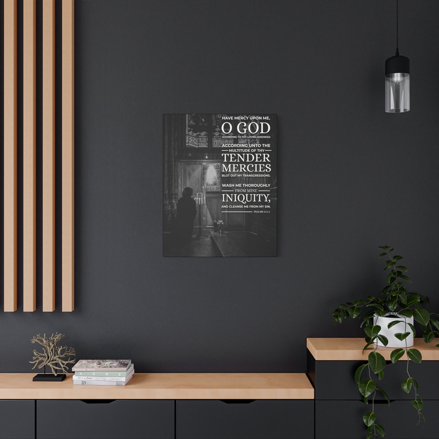 Scripture Canvas Have Mercy Psalms 51:1-2 Christian Wall Art Bible Verse Print Ready to Hang