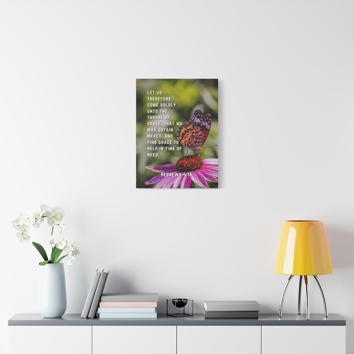 Scripture Canvas Throne Of Grace Hebrews 4:16 Christian Wall Art Bible Verse Print Ready to Hang