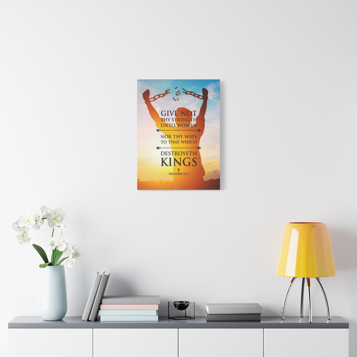 Scripture Canvas Destroyeth Kings Proverbs 31:3 Christian Wall Art Bible Verse Print Ready to Hang