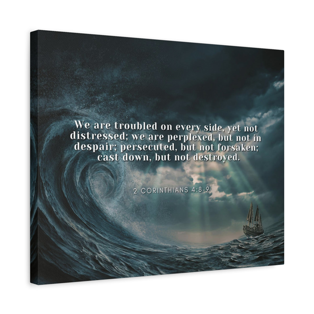 Scripture Canvas Adversity 2 Corinthians 4:8-9 Christian Wall Art Bible Verse Print Ready to Hang