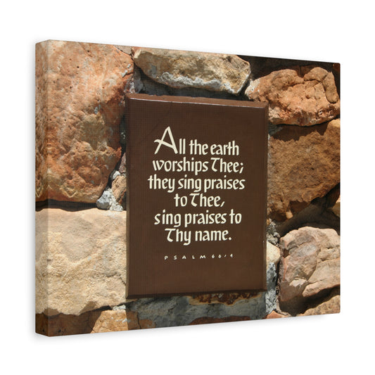 Scripture Walls Worships Thee Psalm 66:4 Bible Verse Canvas Christian Wall Art Ready to Hang