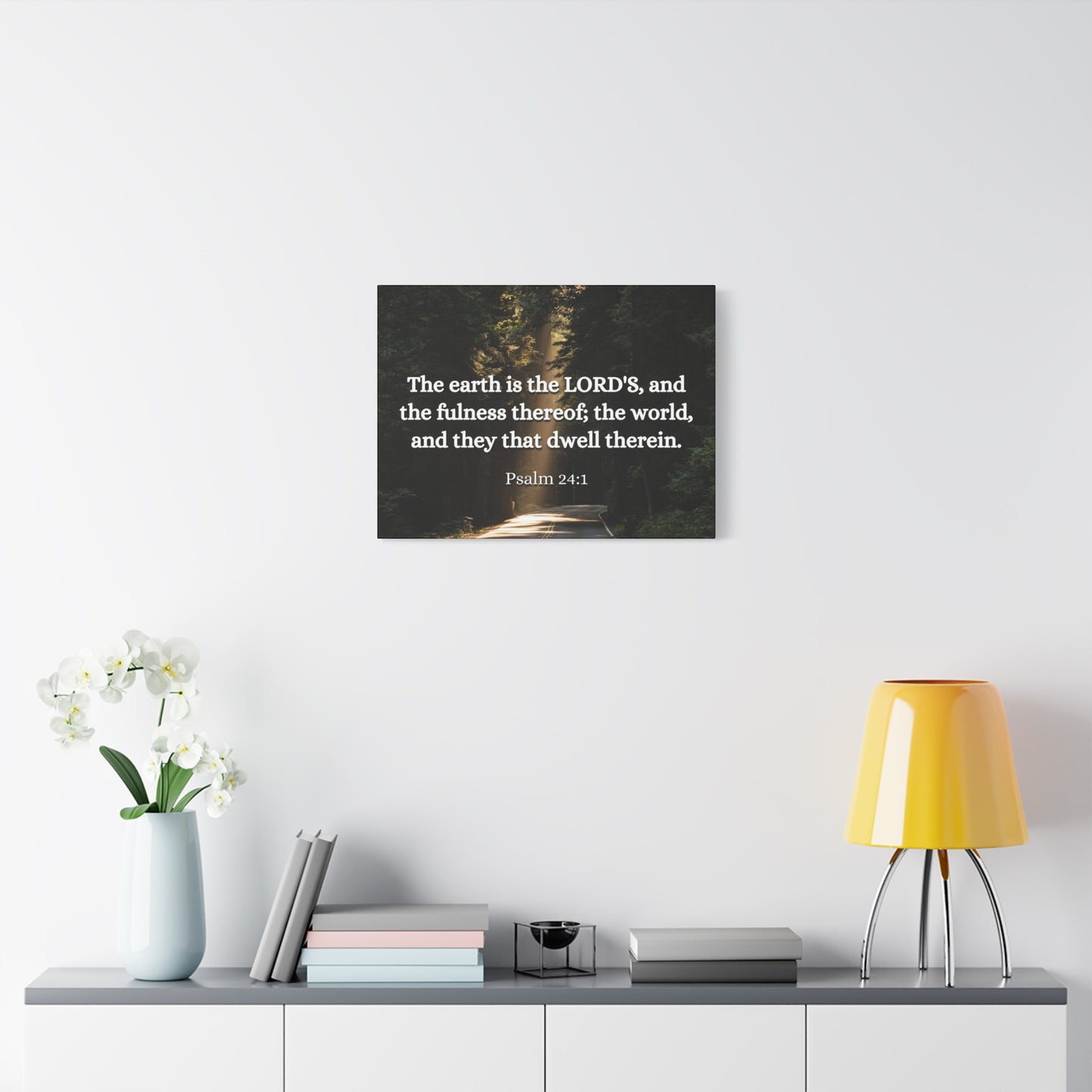 Scripture Canvas The World Psalm 24:1 Christian Wall Art Bible Verse Print Ready to Hang