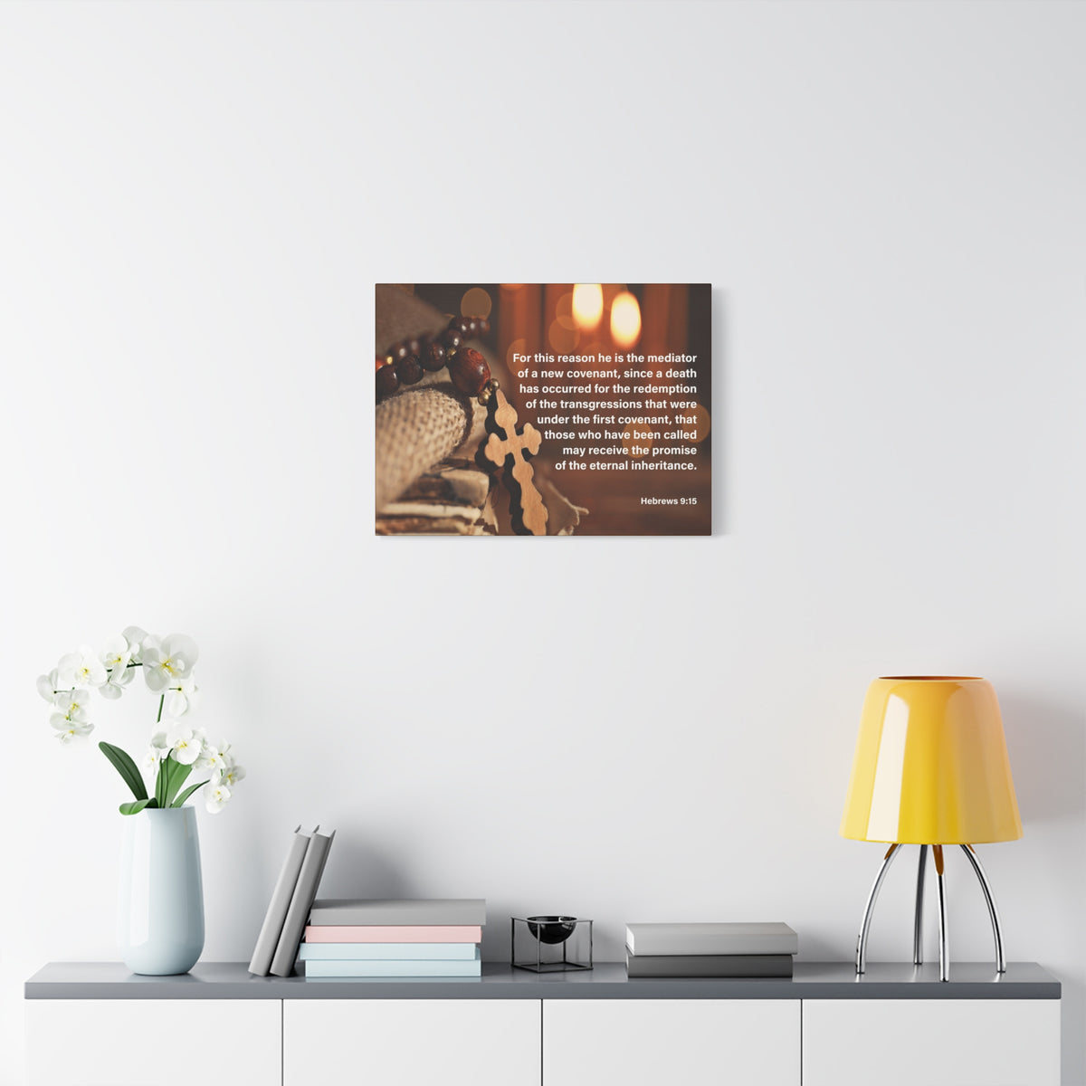 Scripture Canvas Internal Inheritance Hebrews 9:15 Christian Wall Art Bible Verse Print Ready to Hang