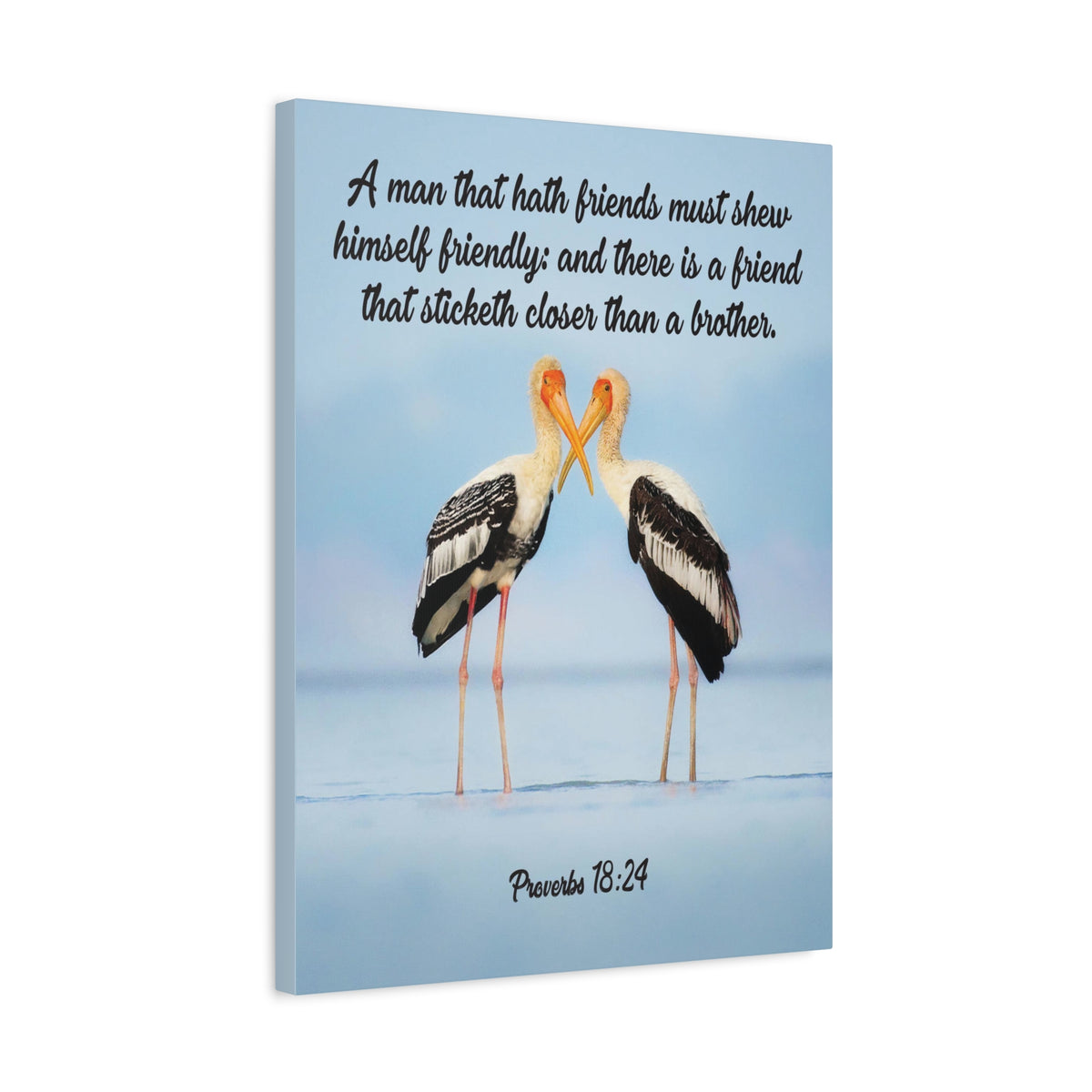 Scripture Canvas Closer Than a Brother Proverbs 18:24 Christian Wall Art Bible Verse Print Ready to Hang