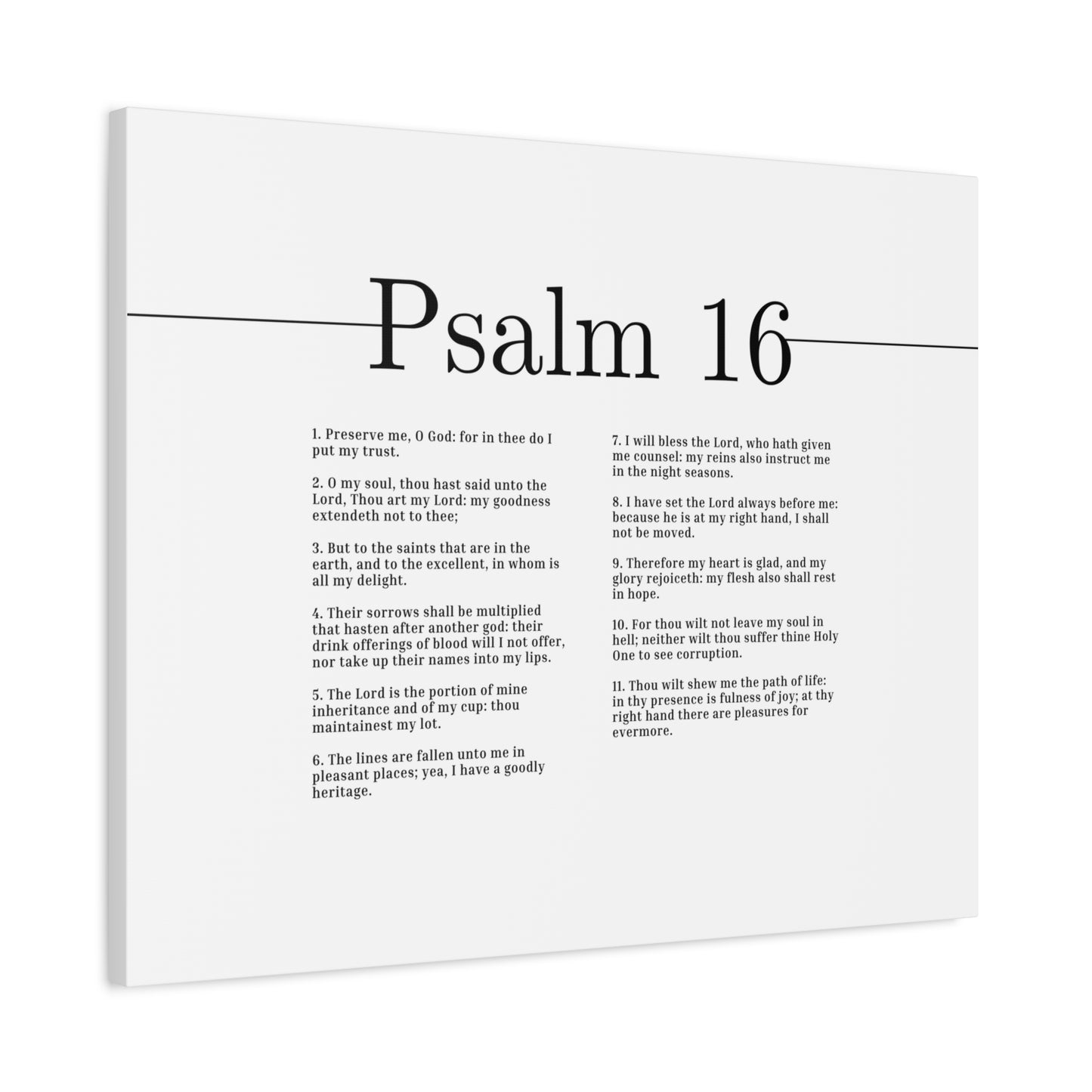 Scripture Canvas Therefore My Heart Is Glad Psalm 16 Christian Wall Art Bible Verse Print Ready to Hang