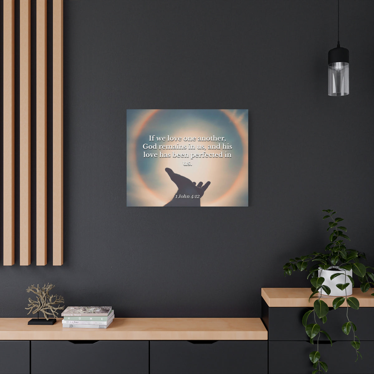 Scripture Canvas Love Is Perfect 1 John 4:12 Christian Wall Art Bible Verse Print Ready to Hang