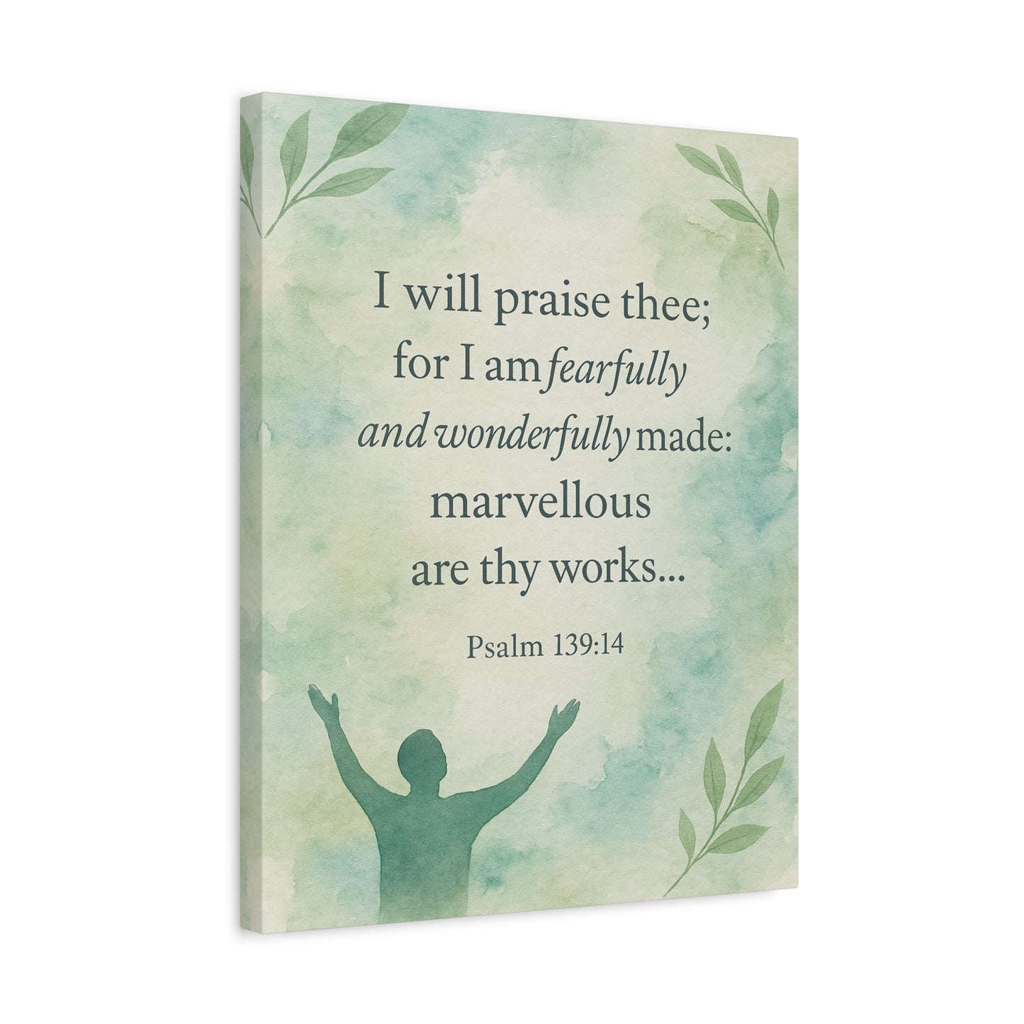 Bible Verse Canvas Psalm 139:14 Christian Home Décor Wall Art Scripture Ready to Hang Faith Print