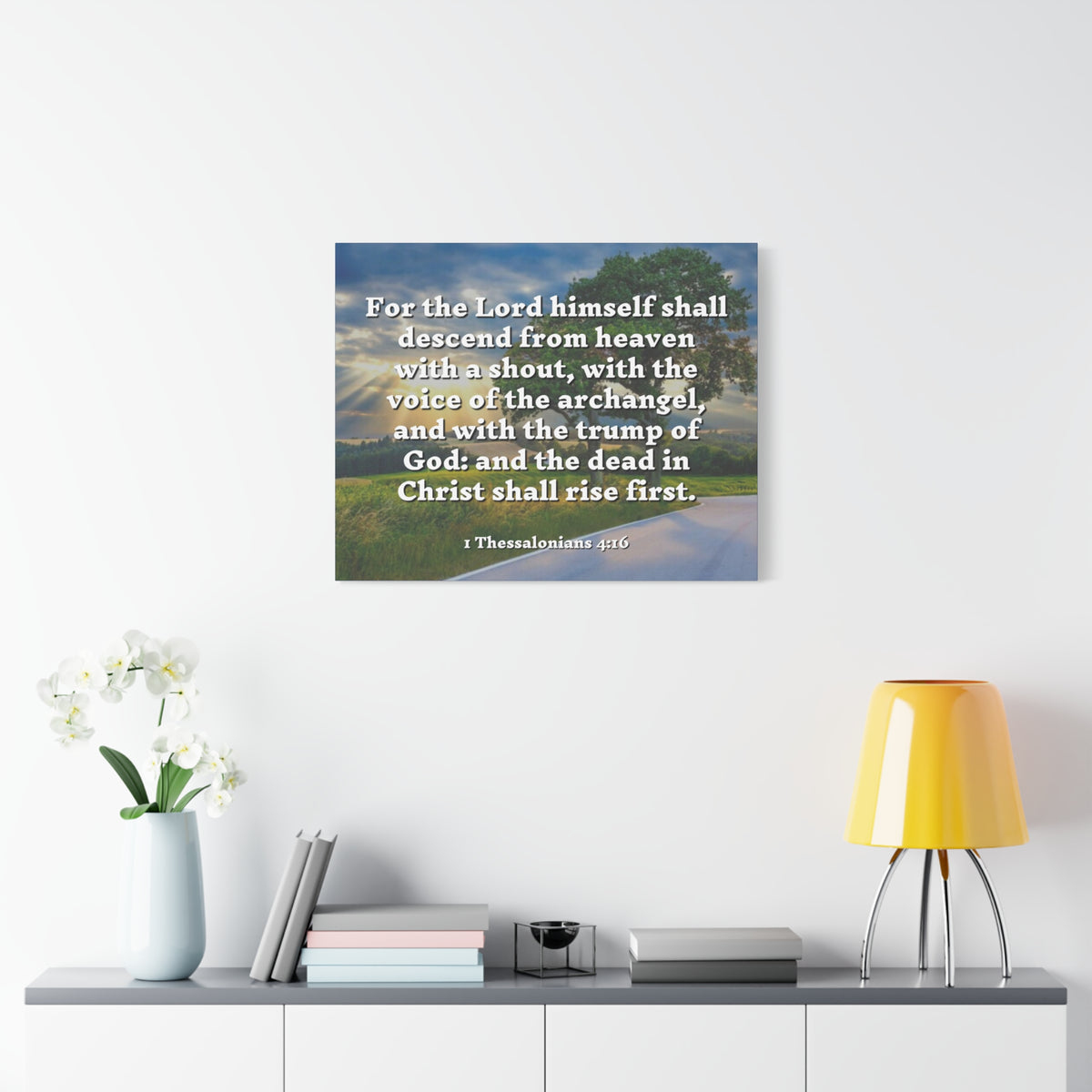 Scripture Canvas Rise 1 Thessalonians 4:16 Christian Wall Art Bible Verse Print Ready to Hang