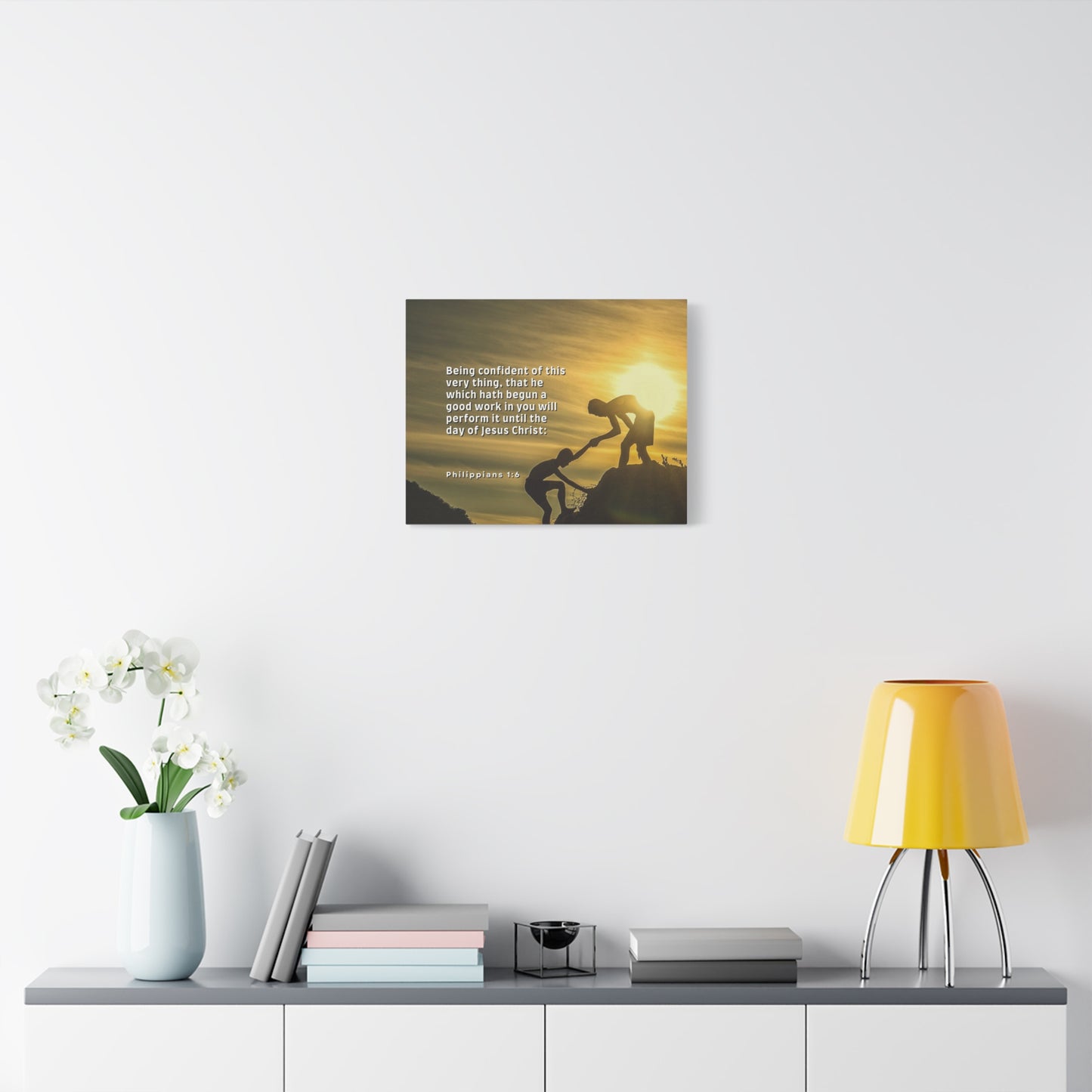 Scripture Canvas Being Confident Philippians 1:6 Christian Wall Art Bible Verse Print Ready to Hang