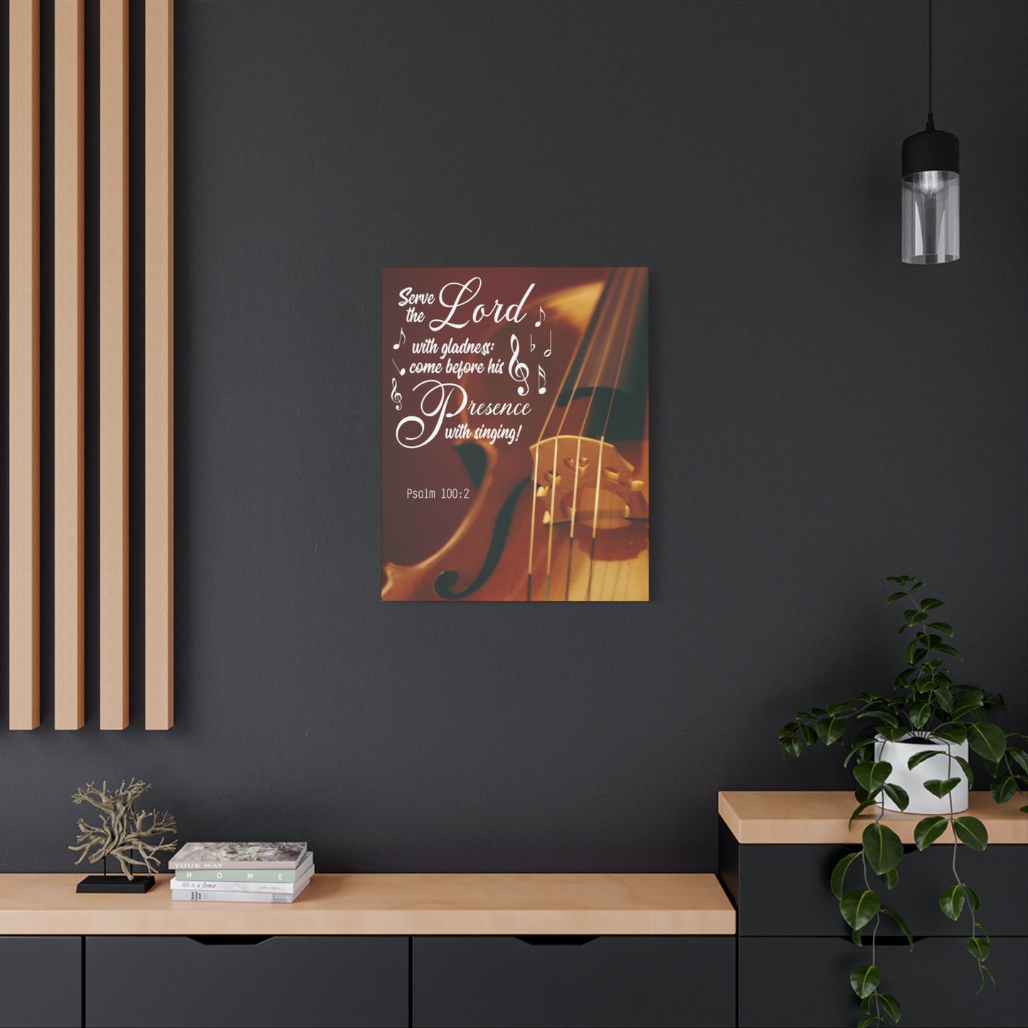 Scripture Canvas Serve the Lord With Gladness Psalm 100:2 Christian Wall Art Bible Verse Print Ready to Hang