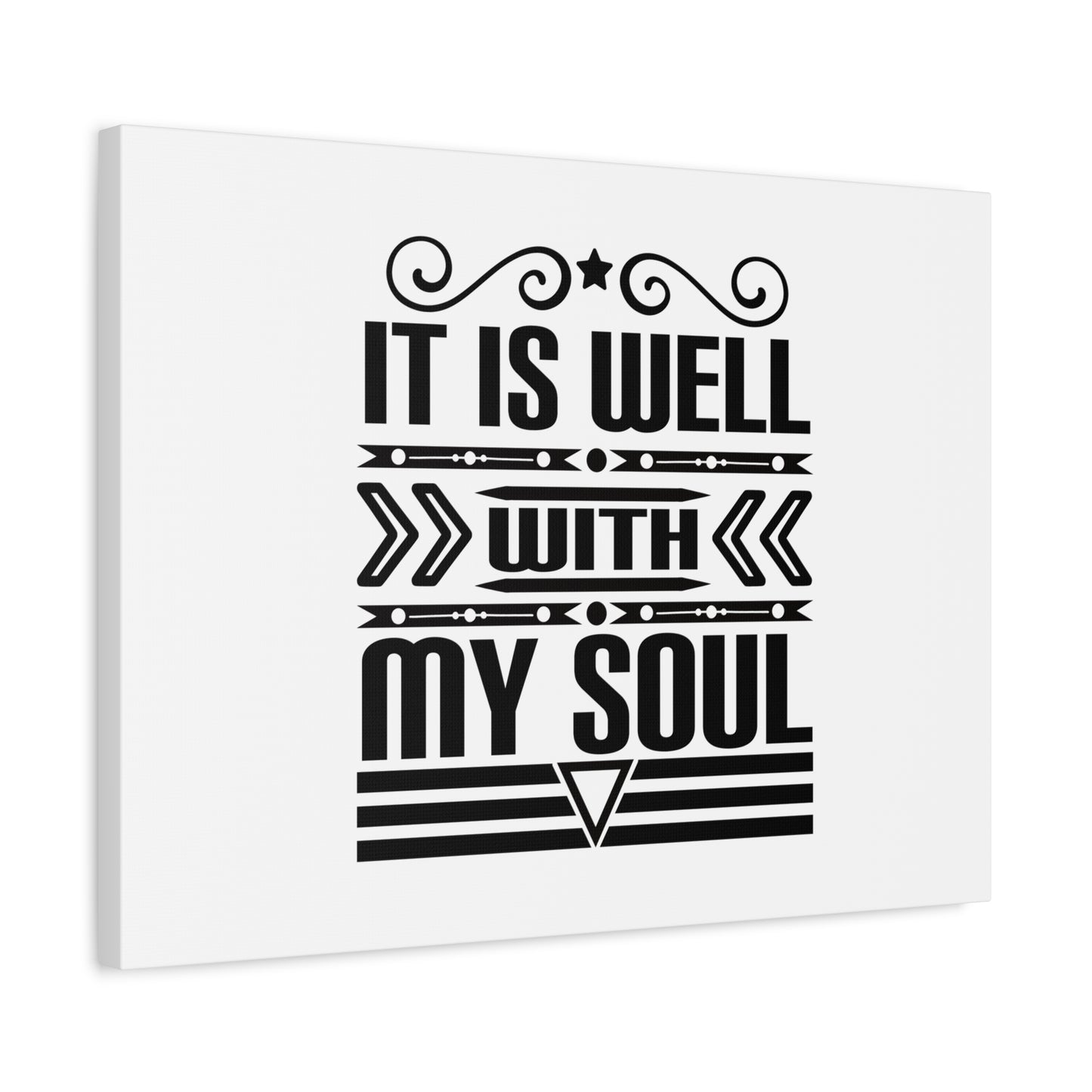 Scripture Canvas It Is Well With My Soul Psalm 42:7 Arrow Black Christian Wall Art Bible Verse Print Ready to Hang