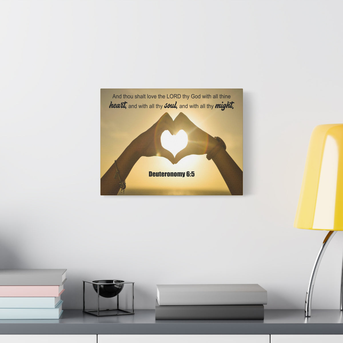 Scripture Canvas Love The Lord Deuteronomy 6:5 Christian Wall Art Bible Verse Print Ready to Hang