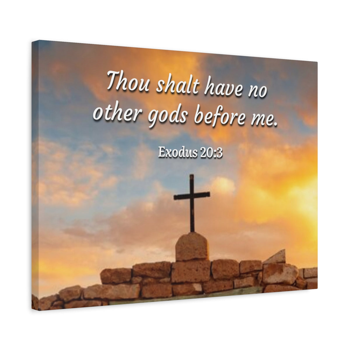 Scripture Canvas No Other Gods Exodus 20:3 Christian Wall Art Bible Verse Print Ready to Hang
