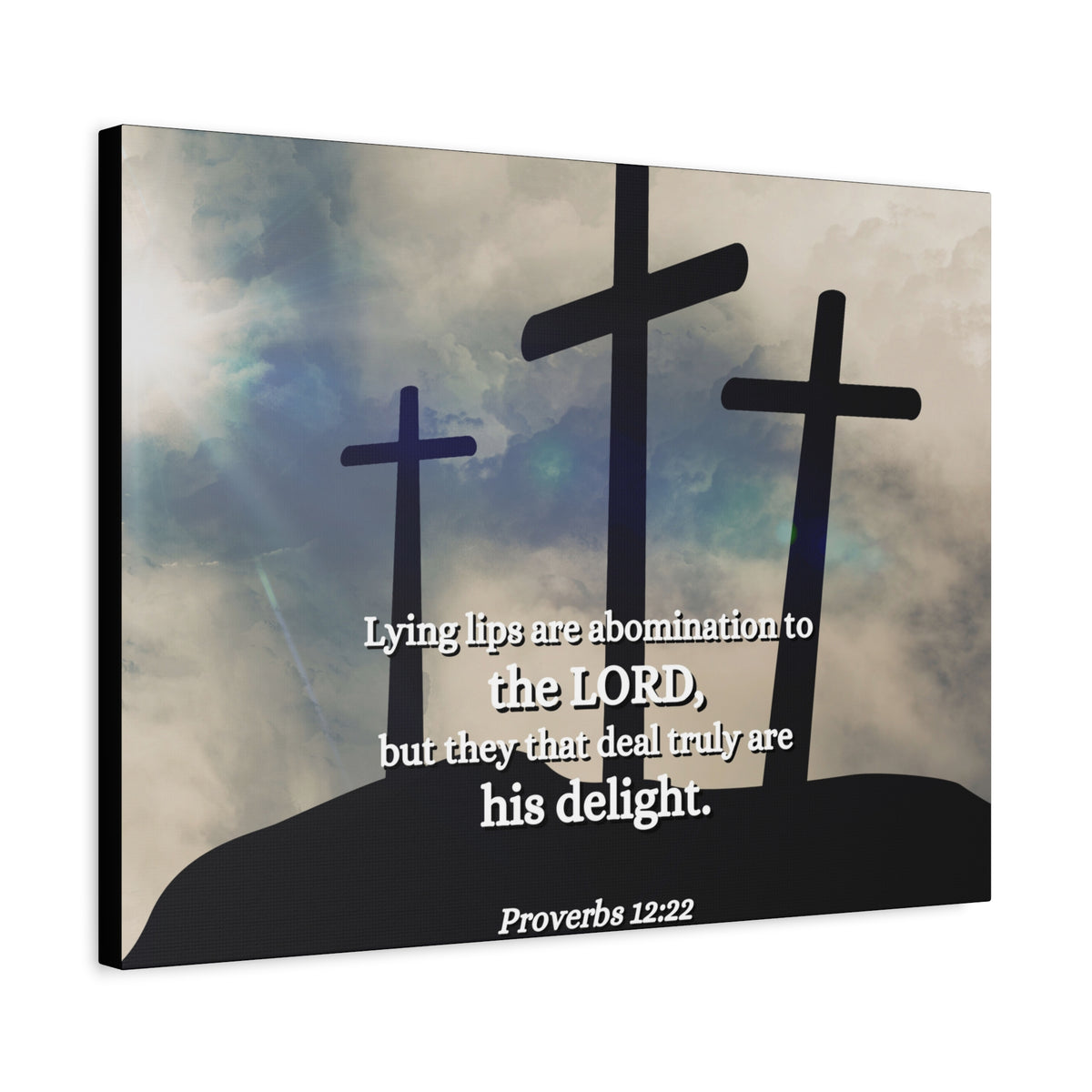 Scripture Canvas Lying Lips Proverbs 12:22 Christian Wall Art Bible Verse Print Ready to Hang