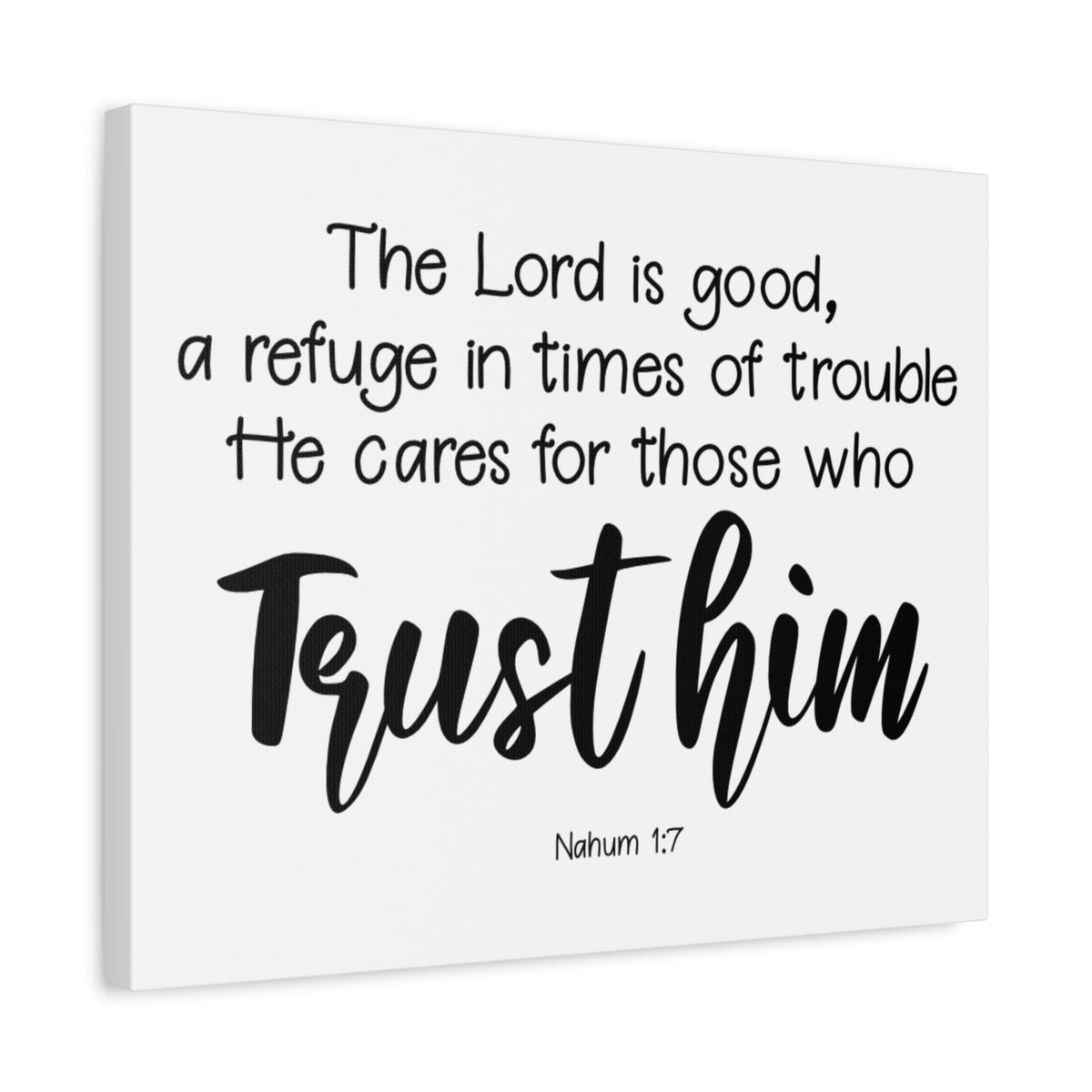 Scripture Canvas Trust Him Nahum 1:7 Christian Wall Art Bible Verse Print Ready to Hang