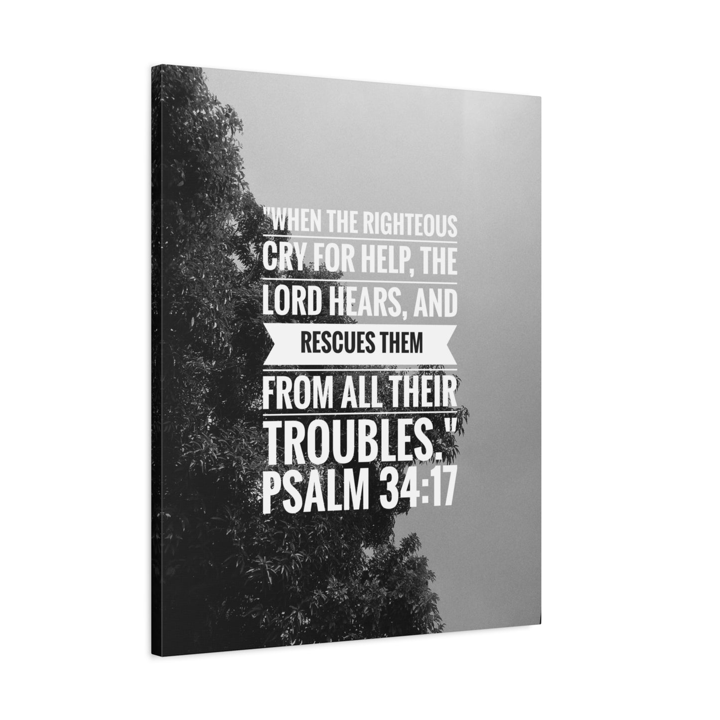 Scripture Canvas Rescues Them Psalm 34:17 Christian Wall Art Bible Verse Print Ready to Hang