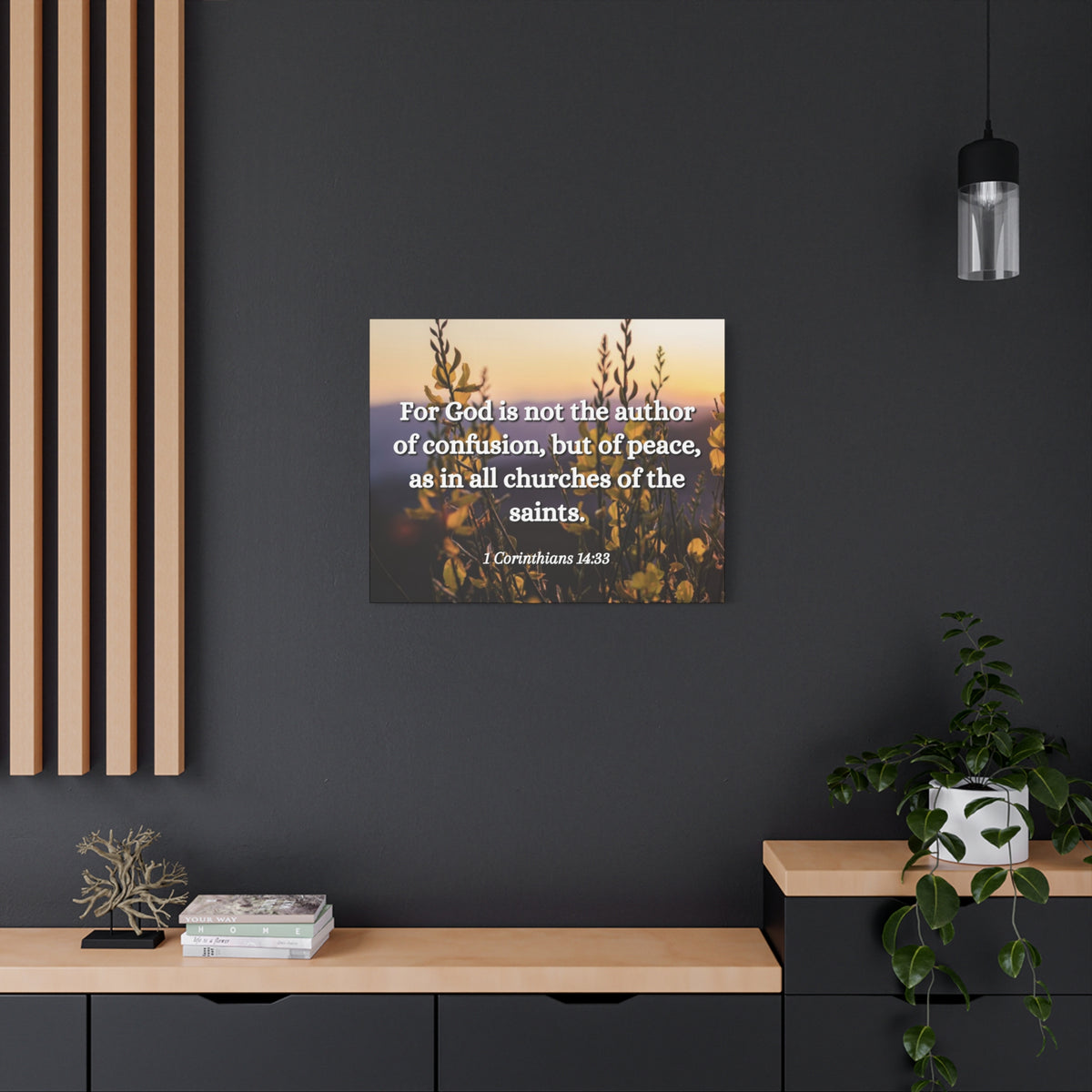 Scripture Canvas The Saints 1 Corinthians 14:33 Christian Wall Art Bible Verse Print Ready to Hang