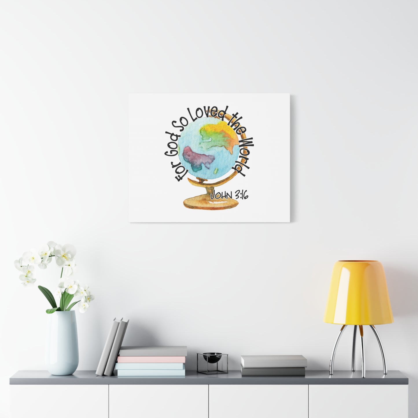 Scripture Canvas For God So Loved The World John 3:16 Christian Wall Art Bible Verse Print Ready to Hang