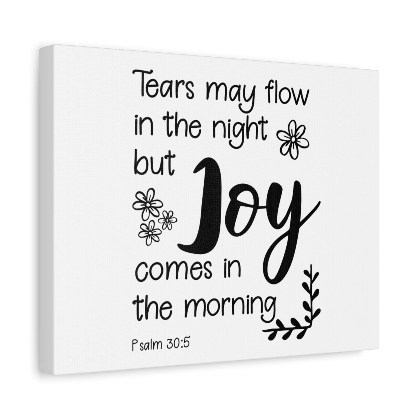 Scripture Canvas Joy Comes Psalm 30:5 Christian Wall Art Bible Verse Print Ready to Hang