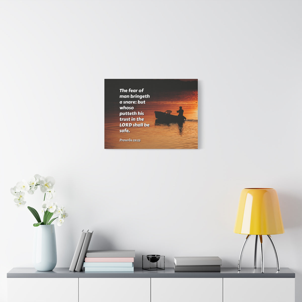 Scripture Canvas Fear Of Man Proverbs 29:25 Christian Wall Art Bible Verse Print Ready to Hang